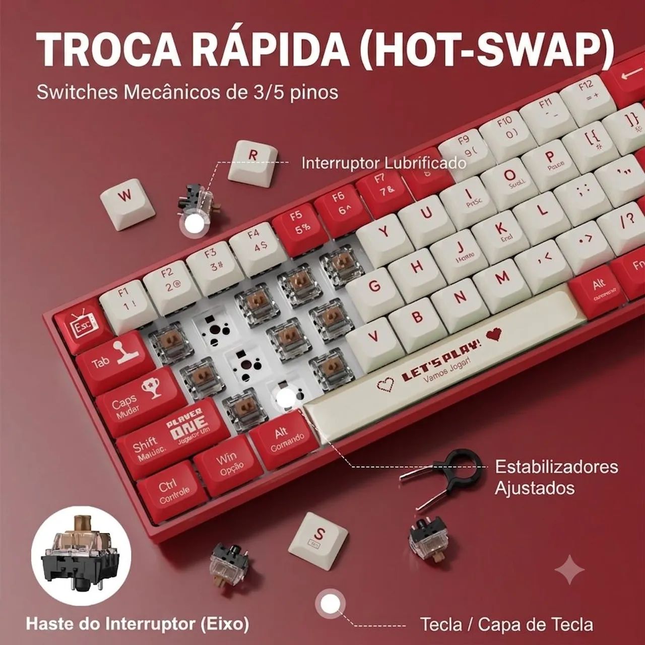 Teclado Mecânico Retrô Player One! - Foto 3