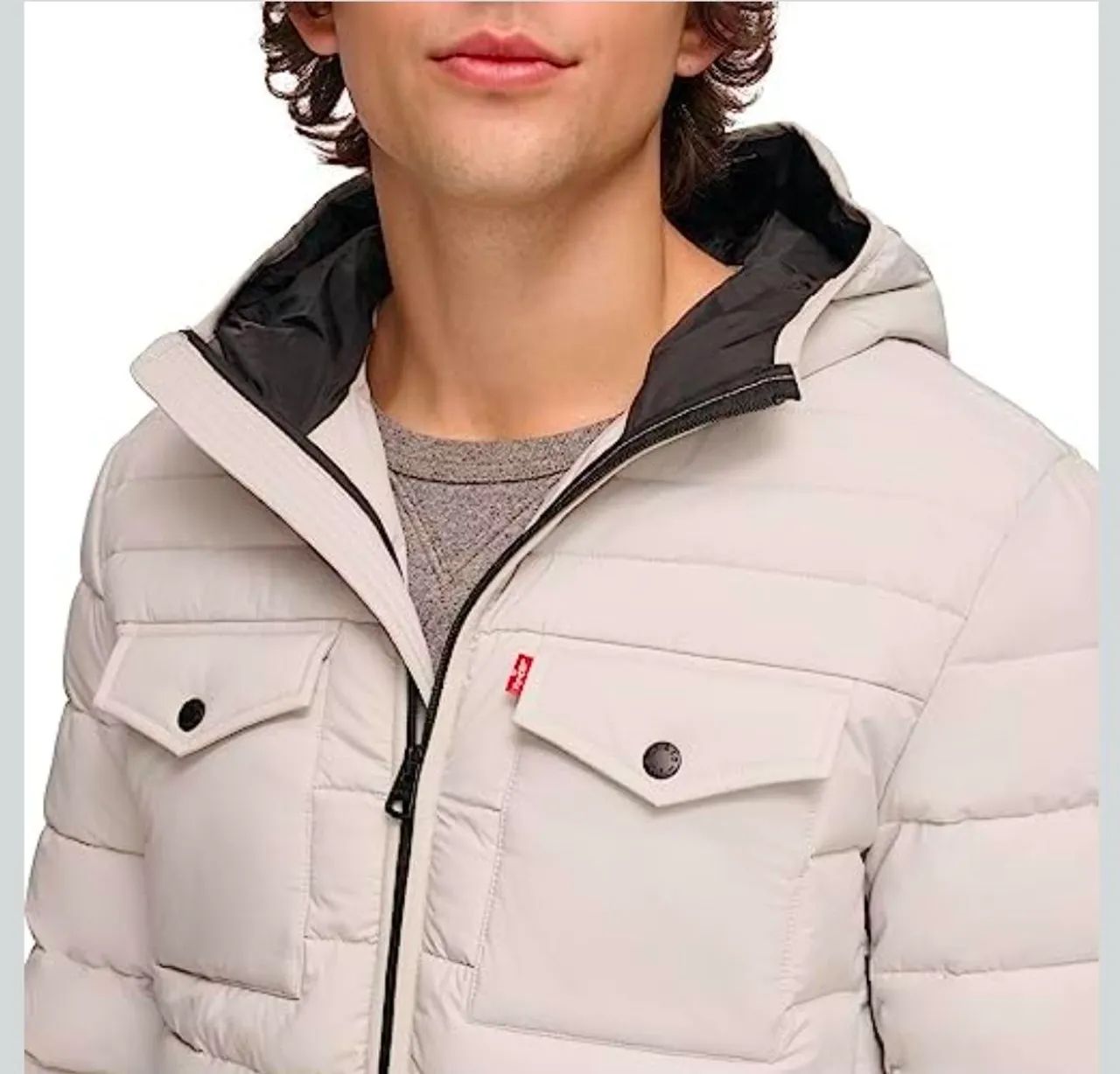 Jaqueta masculina levis com capuz elástica resistente à água Nova. Original - Foto 4