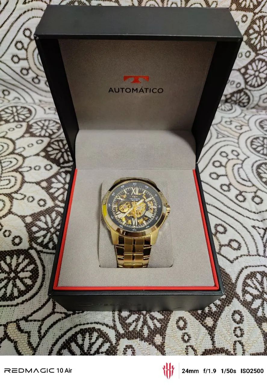 Relógio Masculino Technos Automático Esqueleto Dourado - Com Nota Fiscal - Foto 2