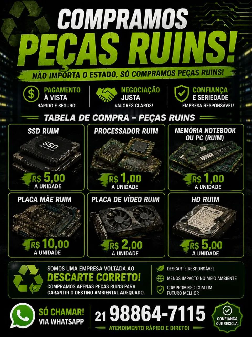 C.O.M.P.R.A-SE Peças de Informática e Computadores COM DEFEITO!! 