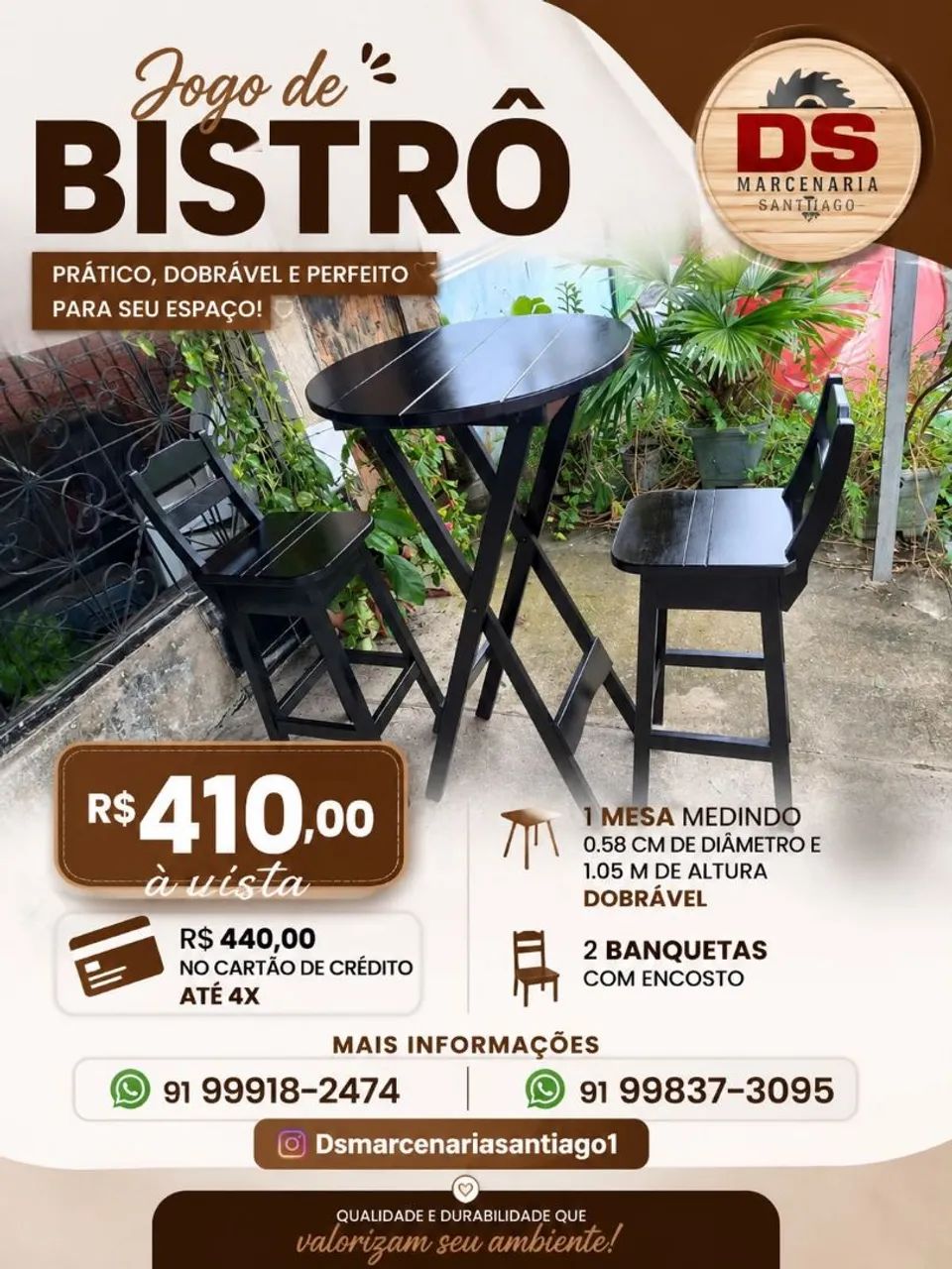 Jogo de Mesa Alta com Banqueta  - Foto 2