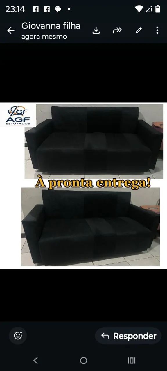 Sofá Preto 2 Lugares Confortável à Venda496341633110517762