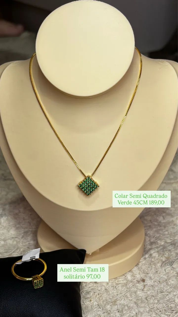 Colar e Anel Conjunto Semijoia