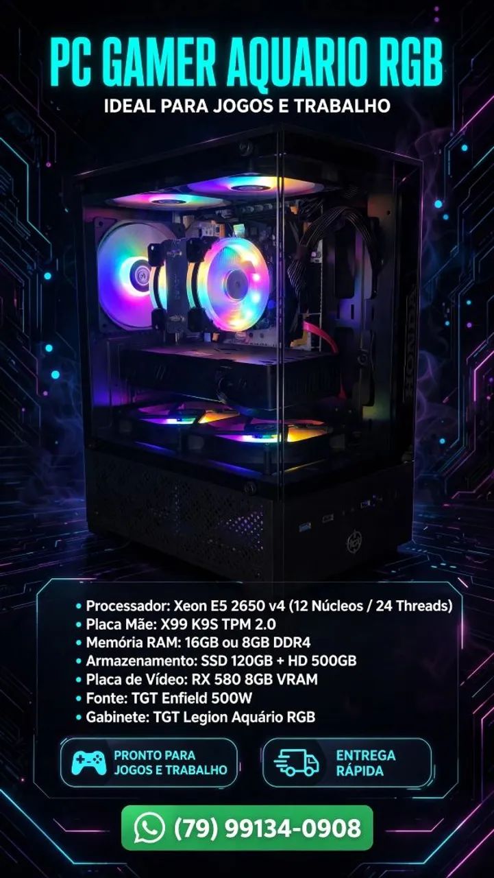 PC Gamer ou trabalho Xeon + RX 580 