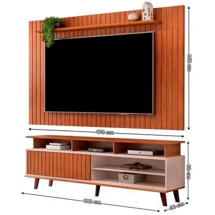 Rack Flow com Painel Lume para Tv de até 65 Polegadas Dj Freijó/Off White<br> - Foto 5