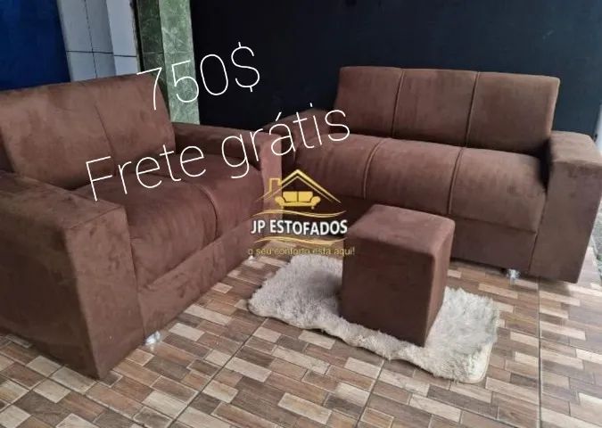 Sofá completo 2/3 lugares frete grátis ganhe puff de brinde 