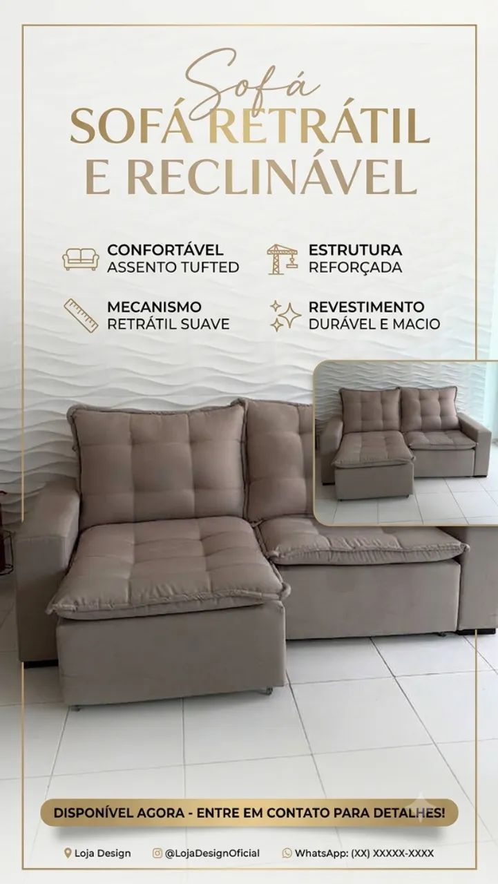 sofá retrátil 2.20mt