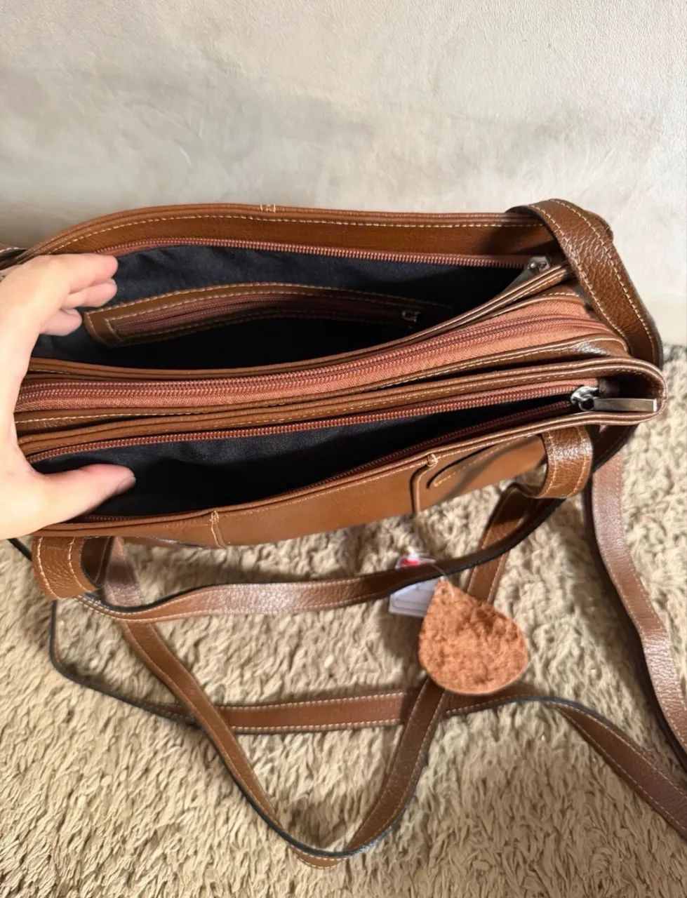 Bolsa couro legítimo - caramelo - nova  - Foto 3