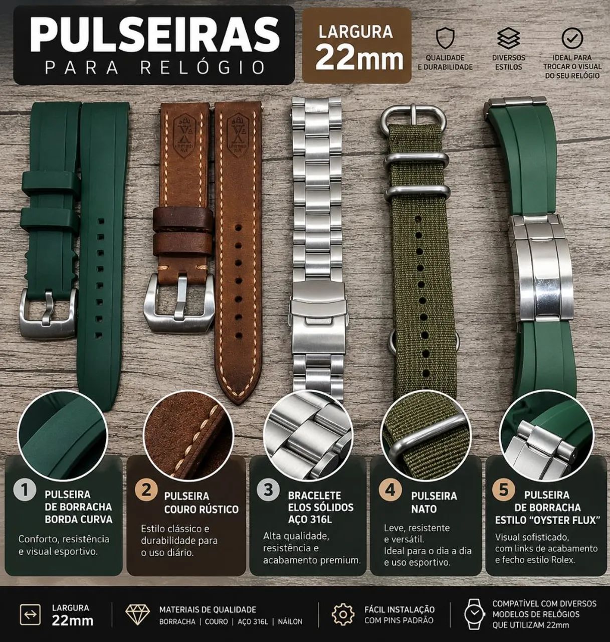 Pulseiras para Relógio - 22mm