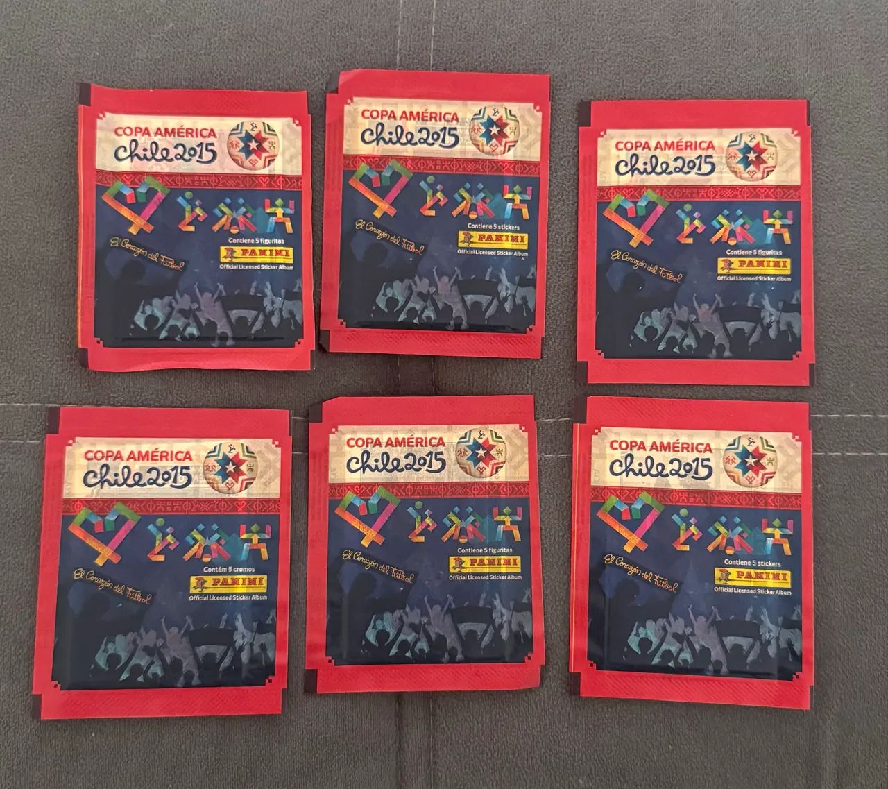 6 Envelopes Copa América 2015 Lacrados 