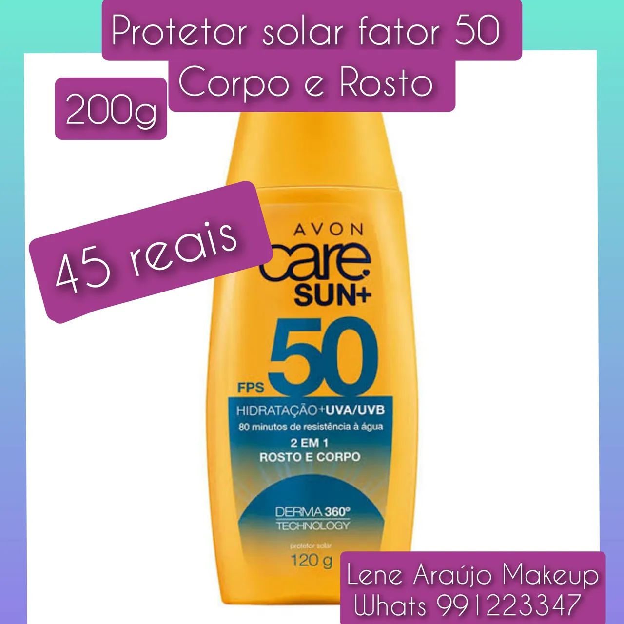 Protetor solar fator 50 Corpo e Rosto