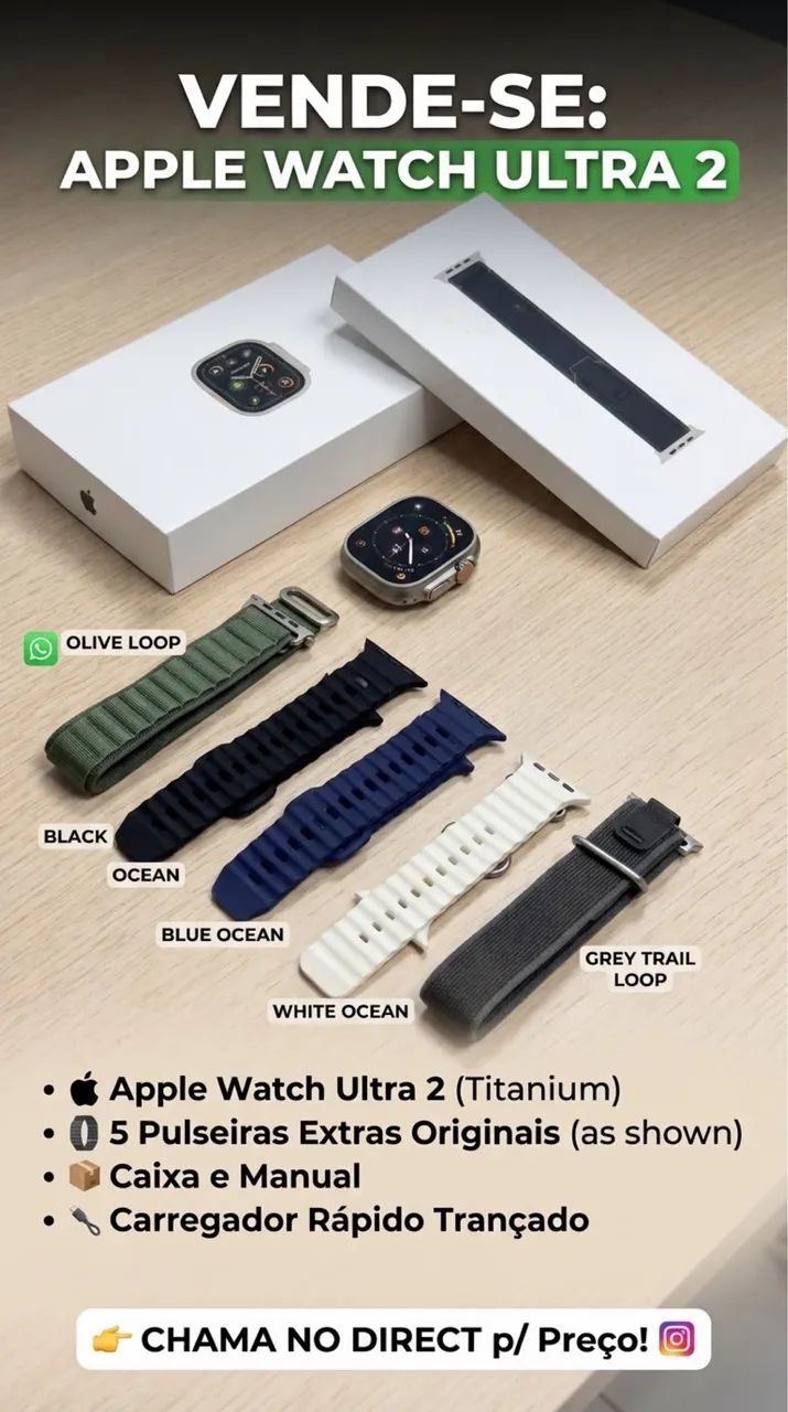 Apple Watch Ultra 2 49mm + 5 Pulseiras + Caixa | Excelente Estado - Foto 2