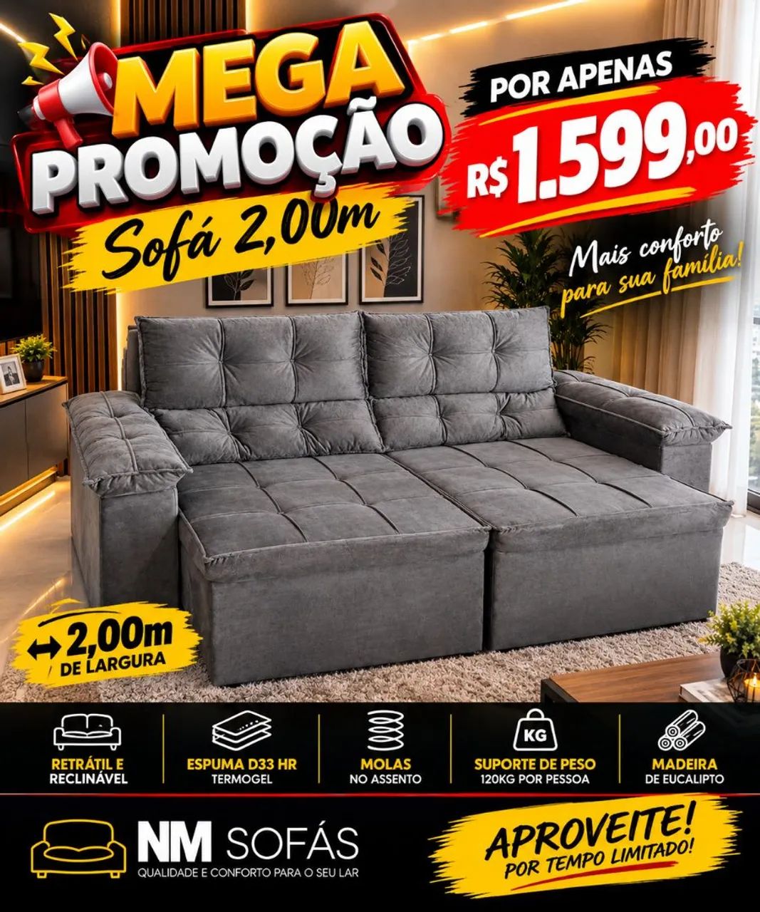 Mega promoção sofá 2m  - Foto 2