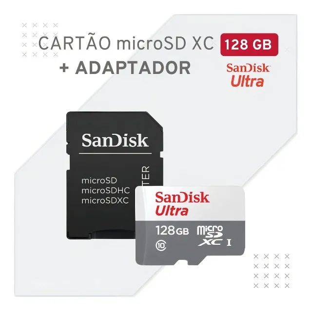 Cartão MicroSD SANDISK 128 GB com Adaptador Original - 6 meses garantia