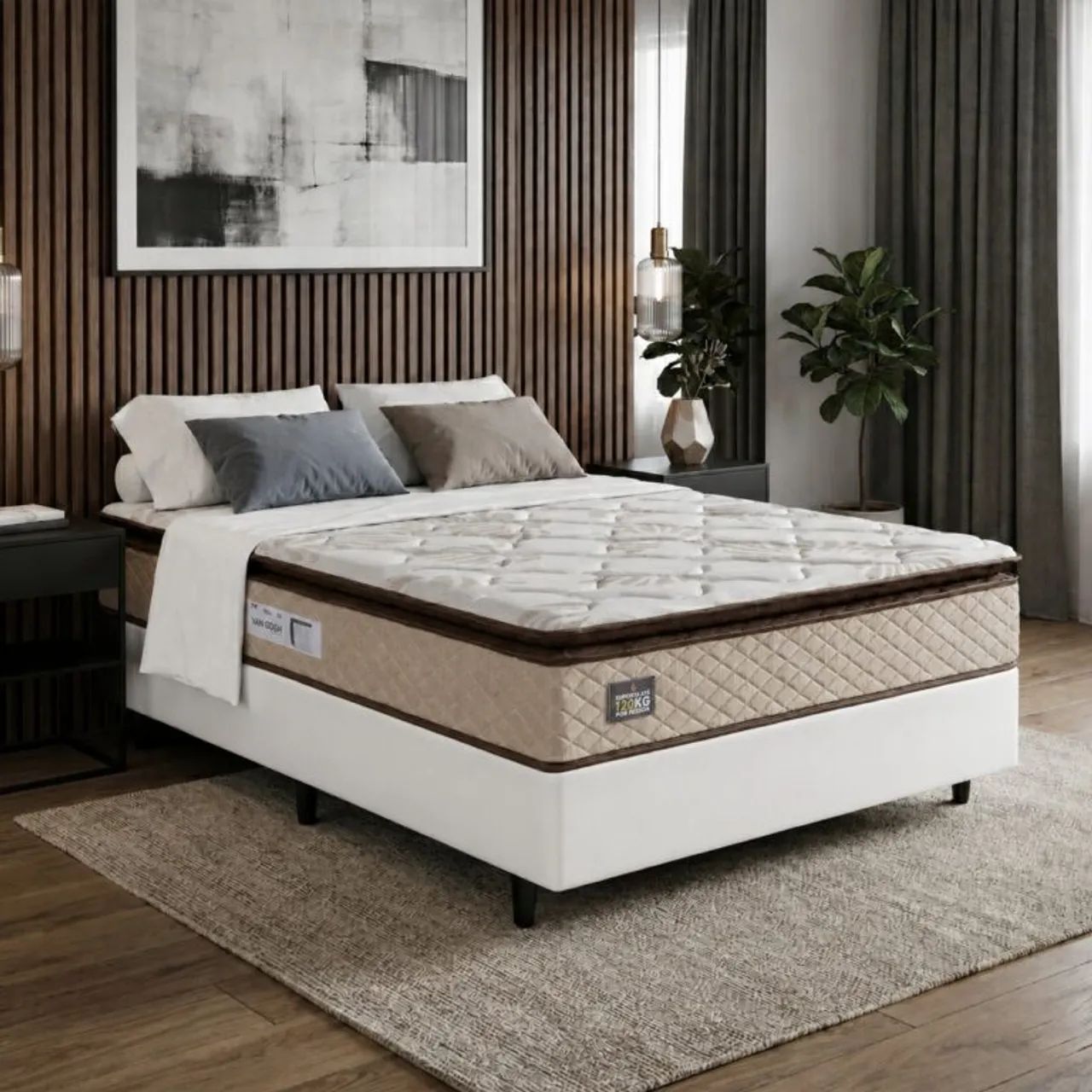 Colchão Casal D33 Ortopédico + Base Simples Corino tt98