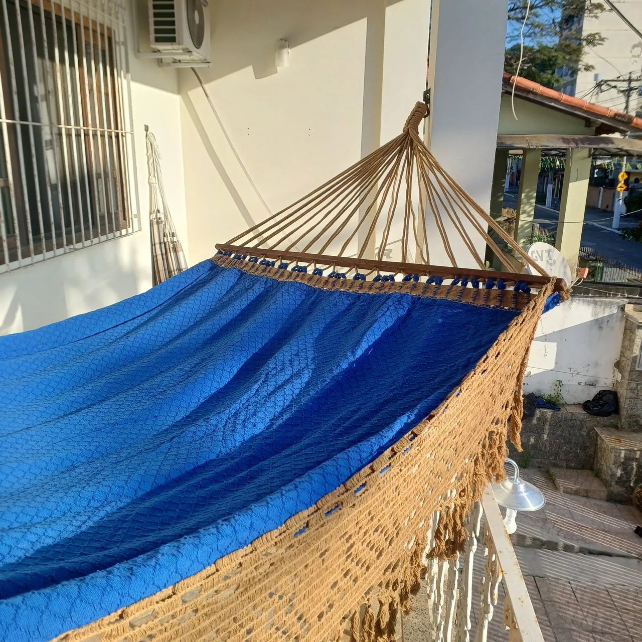 Rede de Descanso Casal Azul com Varanda Macramê - Foto 5