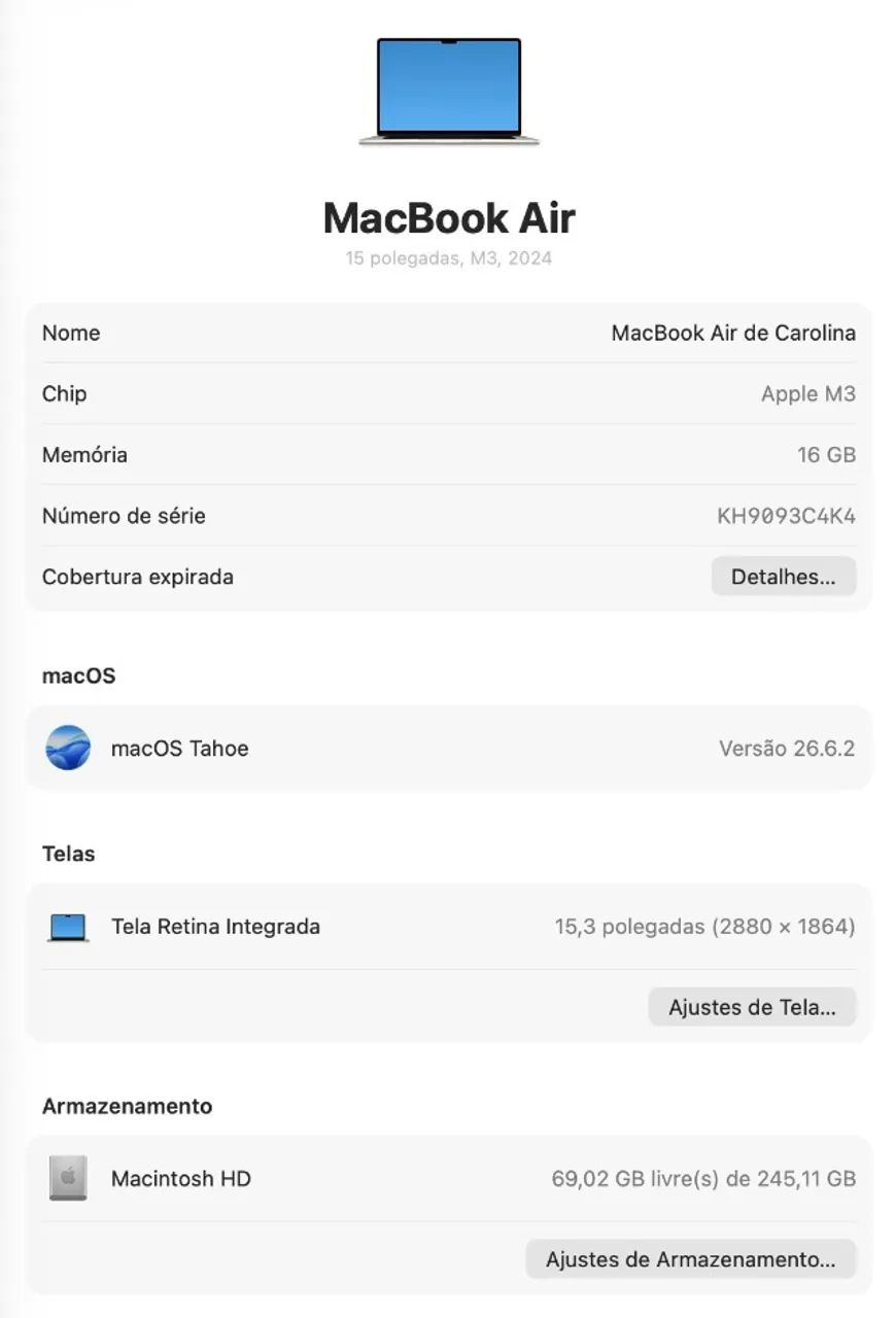 MACBOOK AIR M3 256G 15 POLEGADAS  - Foto 5