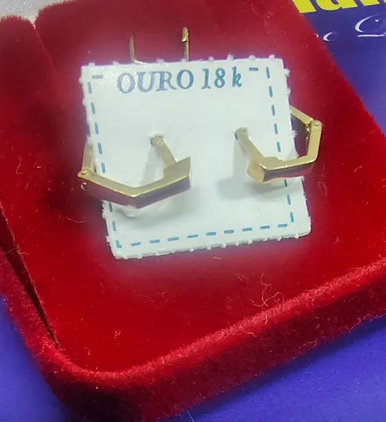 Brincos Argola Quadrigonal Ouro 18 Kilates  Peso 2.30 Gramas  12 mm                        - Foto 3