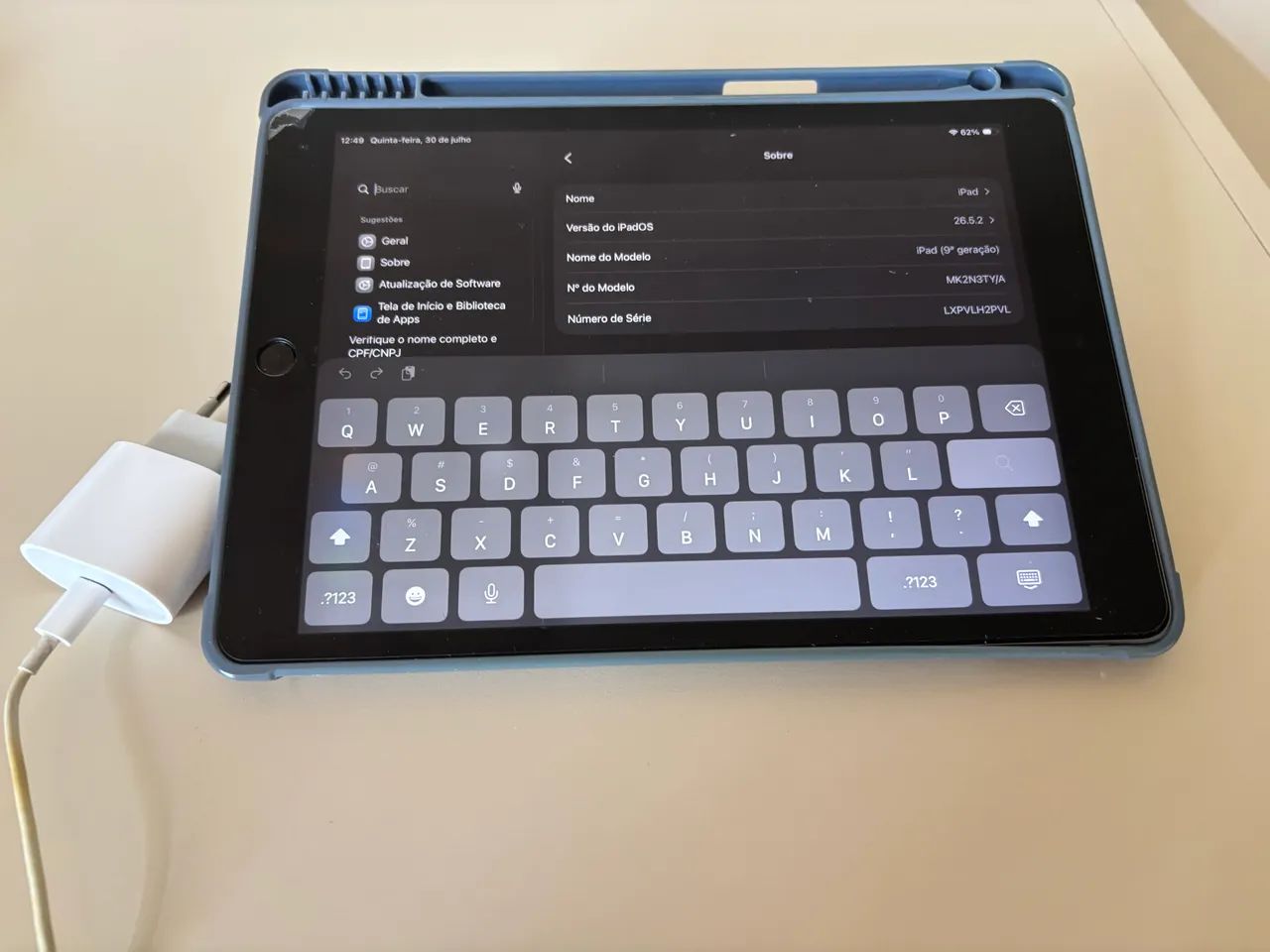 IPAD 9 geração 257 GB  completo, carregador, cabo e capa - Foto 3