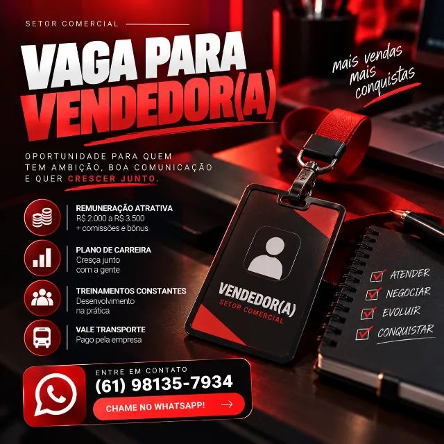 Vagas de Trabalho ? Vendedor Interno