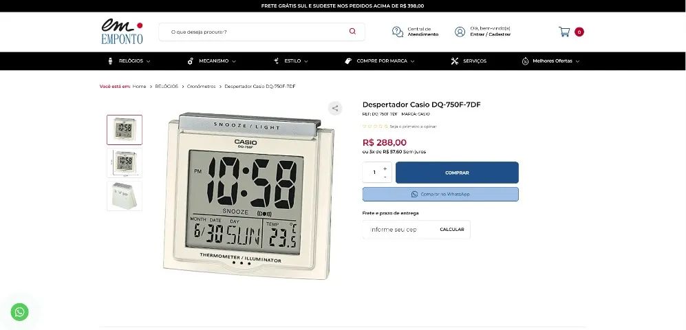 Relógio Casio -  DQ-750F - Despertador e Termômetro - Branco - Foto 2