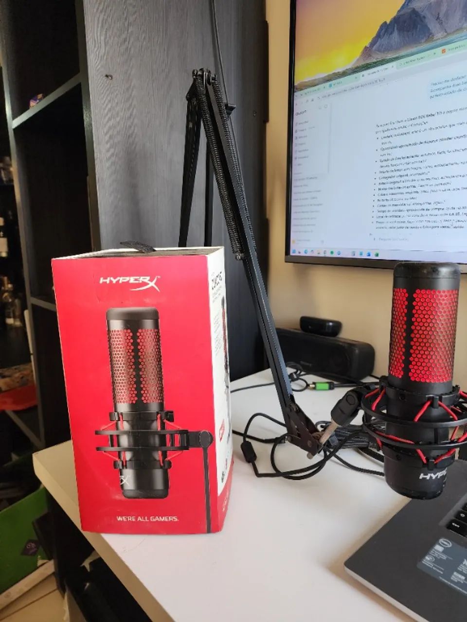 Microfone HyperX QuadCast + Braço Articulado