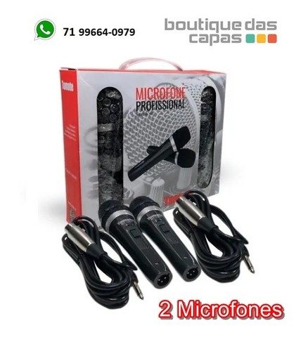 Microfone Duplo 2 microfones Com Fio Profissional Metal Tomate Mt-1003 - 2 microfones
