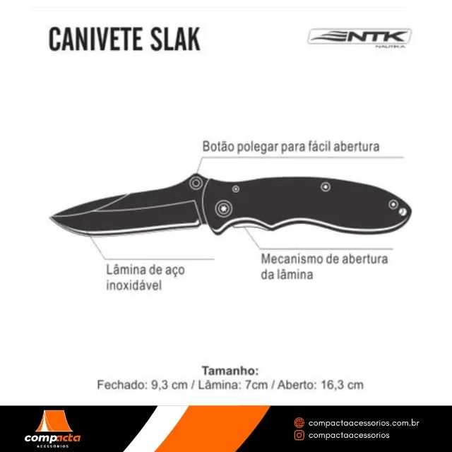 Canivete NTK Slak, aço inox SS420, com clip - Foto 3