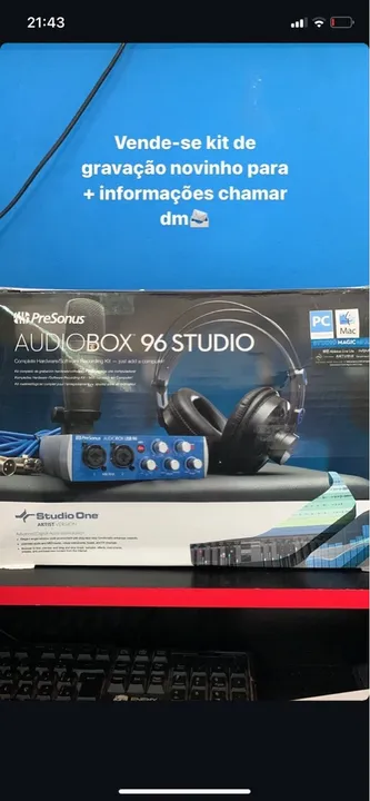 Vende-se kit áudio box studio Presonus 