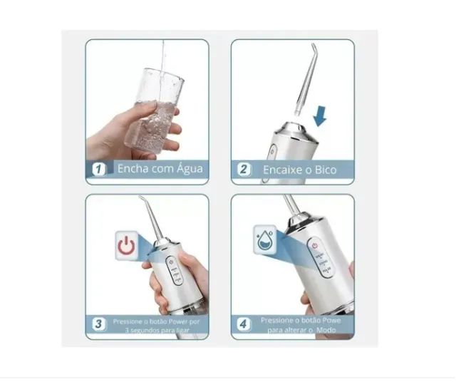 Aparelho Recarregável Limpar Prótese Dentes Protocolo Água Elétrico Fixa Móvel - Foto 4