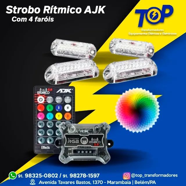 Kit Strobo Rítmico Rgb AJK 4 faróis