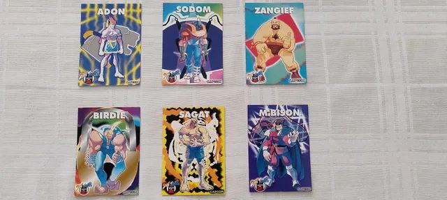 Cards Capcom Street Fighter Zero 2<br>Coleção completa com 18 cards.