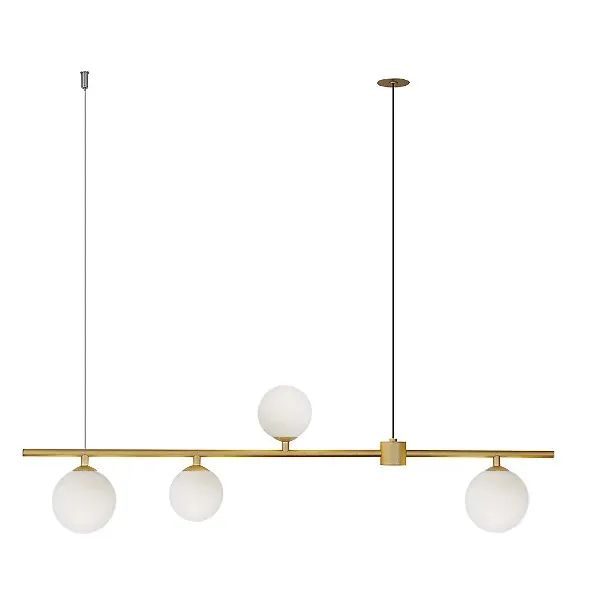 Lustre Pendente Dourado / Branco 4 globos Qualit Orbit Sala de Jantar