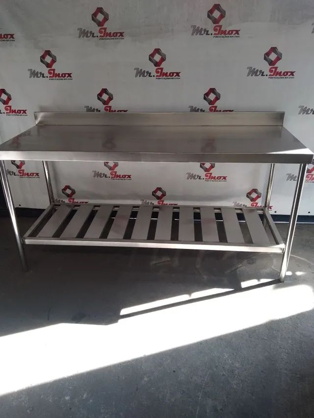 Mesa inox com paneleiro/ bancada inox / fábrica de mesa inox - Foto 5