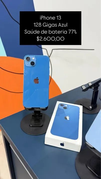 Iphone 13 128Gigas Azul Saúde de bateria 77% Semi Novo |Loja Física |