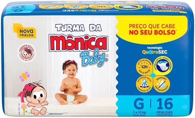 Fralda turma da Monica baby tamanhos G ou M