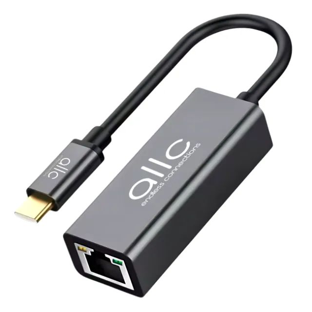 Adaptador Placa de Rede USB-C Tipo C 3.1 RJ45 Ethernet Gigabit /1000 em Alumínio - ALLC