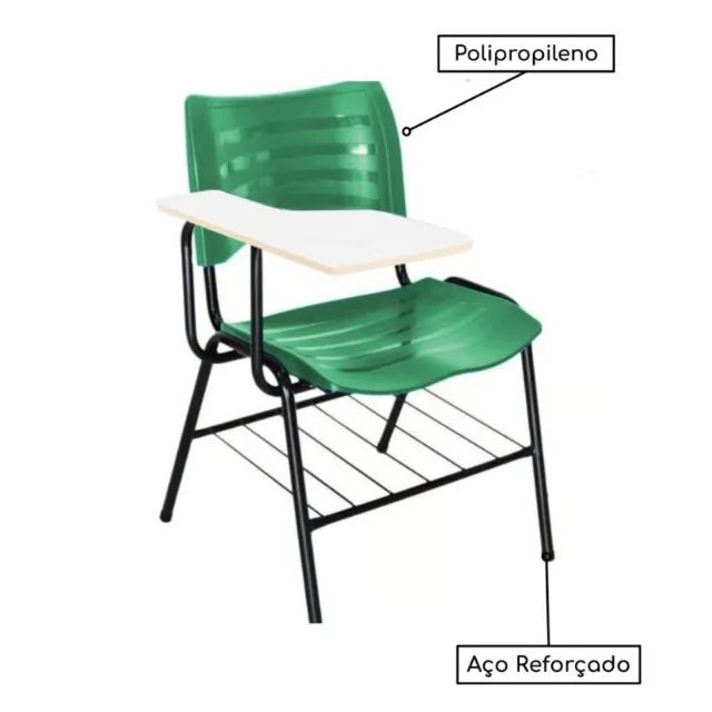 Cadeira Universitária Verde Com Prancheta MDF Ergonômica 34012 - Foto 4