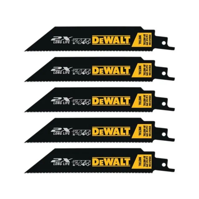 Lâmina de Serra Sabre Bimetal Alto Rendimento 6'' 150mm x 14TPI 5 Peças Dewalt DWA4186