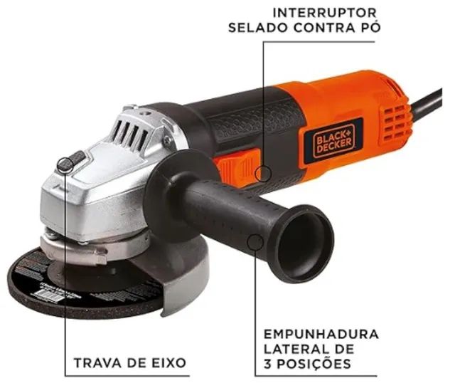 Esmerilhadeira Angular 4.1/2" 820w 220v Black & Decker - Foto 2