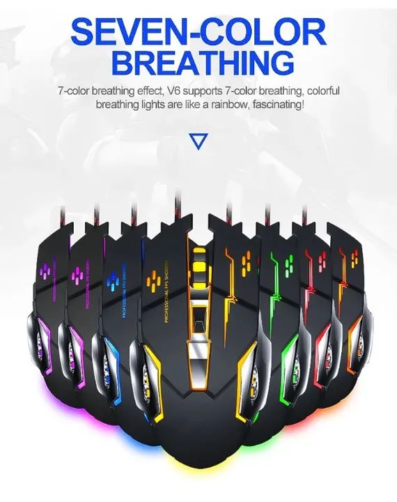 Mouse Gamer USB Com LED 4800 DPI 6 Botões EBAI - FZF-F9 - NOVO (1 UNIDADE) - Foto 3