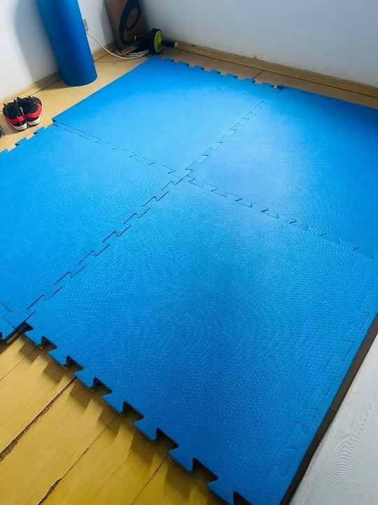 Tatame 1,00 X 1,00 X 40mm Dupla face Azul/Amarelo - Foto 2