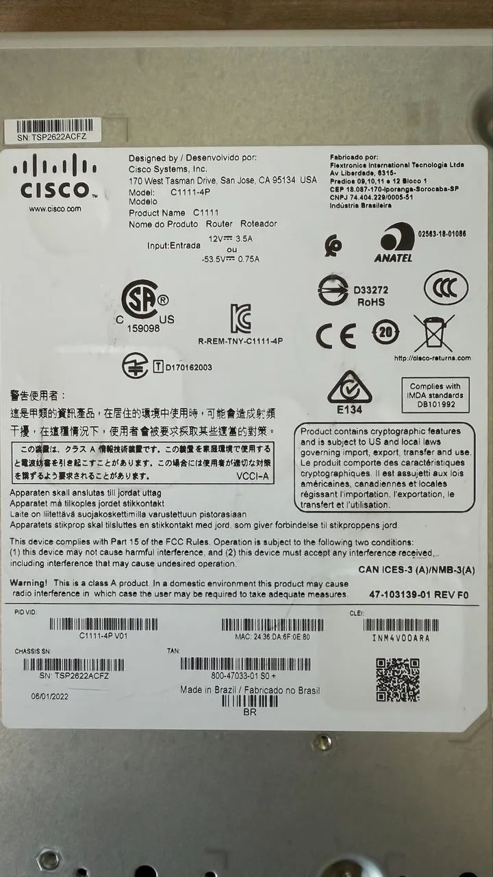 Cisco C1111-4P ISR 1100 Series Roteador - Foto 4