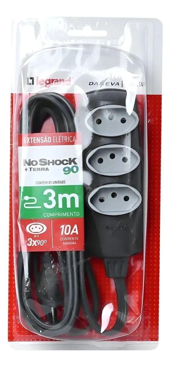 Extensao Tomadas Noshock 90 Pp 3X0,75 2P+T 10A Grafite 3 Metros Novo Loja Coimbra Computad - Foto 4