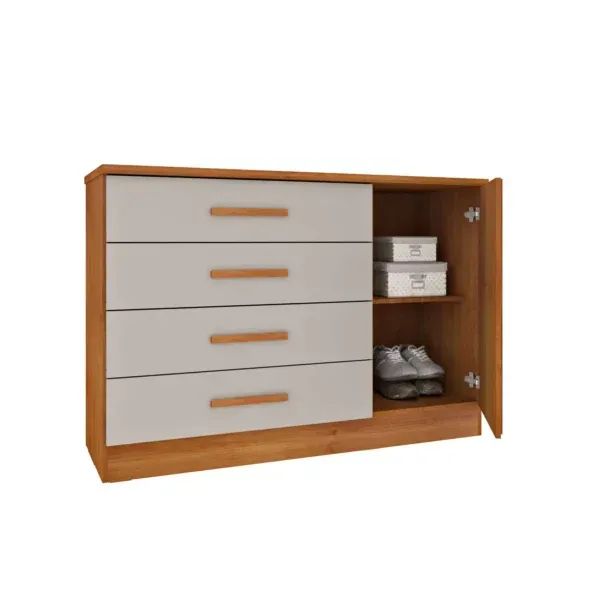 Cômoda Ripado 4 Gavetas 1 Porta Tici