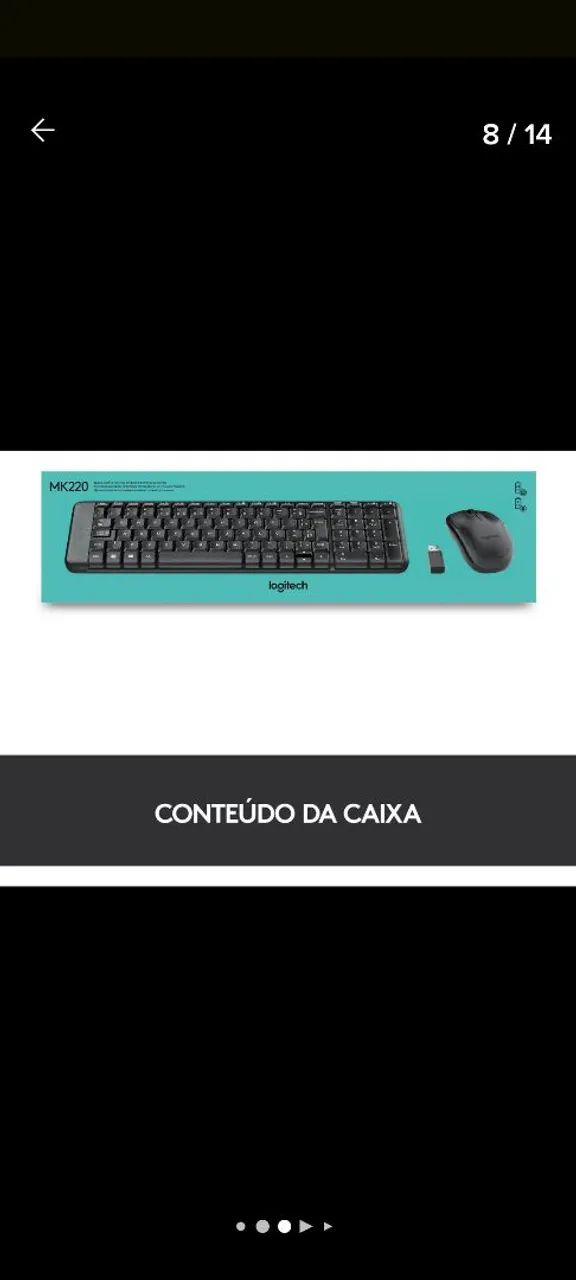 Kit Teclado e Mouse Logitech MK220 Sem Fio