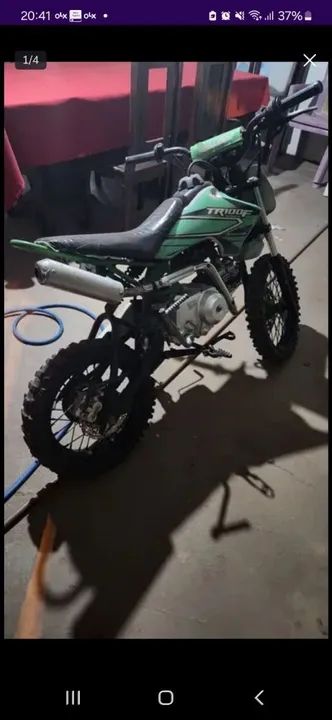 Moto Cross 100cc Verde troco em bike hupi ou gios - Foto 2