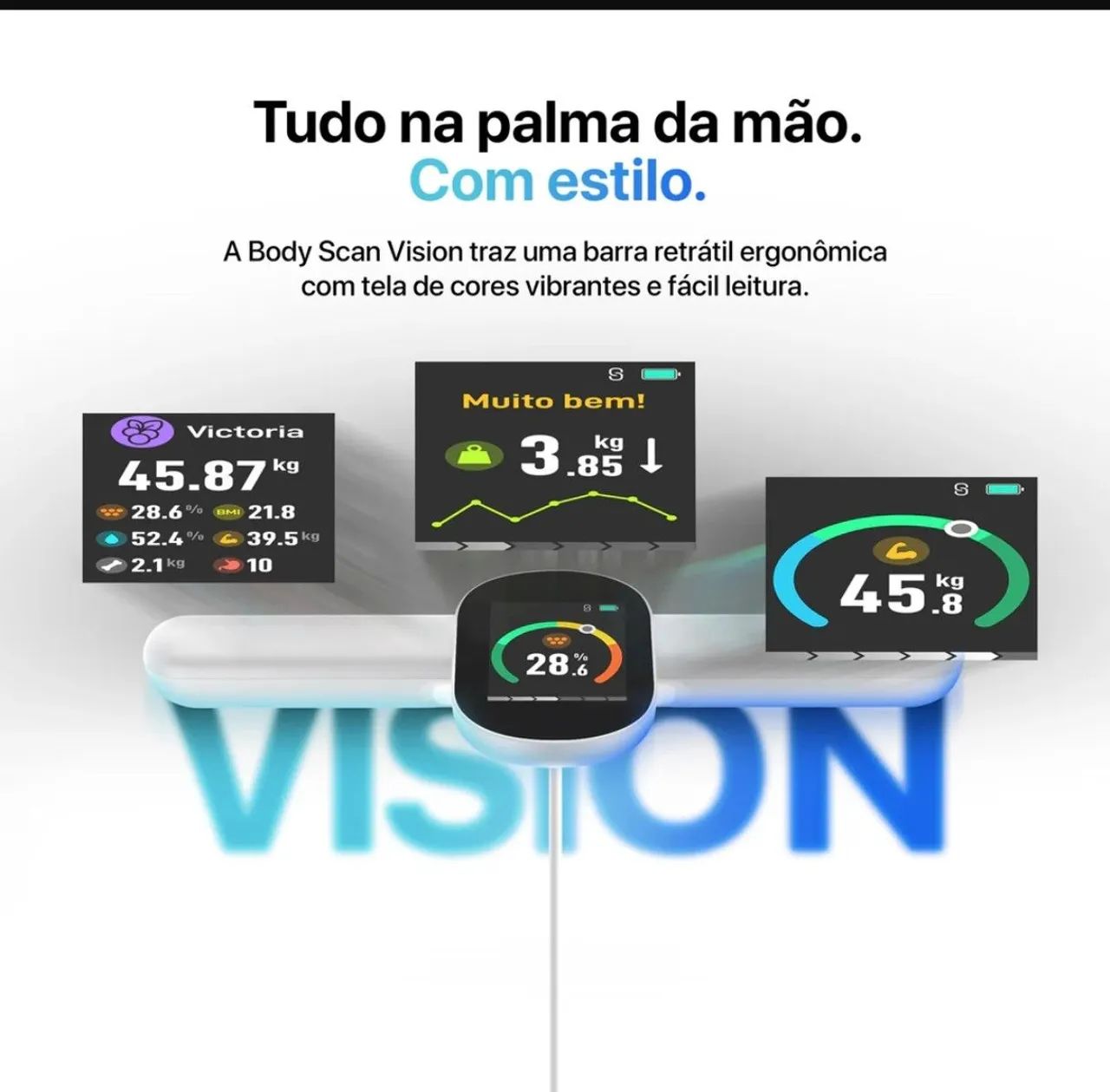 Balança de Bioimpedância Bodyscan Vision Branca  - Foto 4