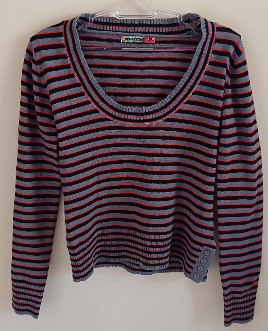 Blusa listrada manga longa com botões