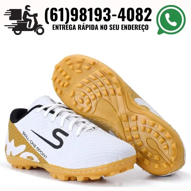 Chuteira Society costurada Futebol Whts: * (Novas) - Foto 2